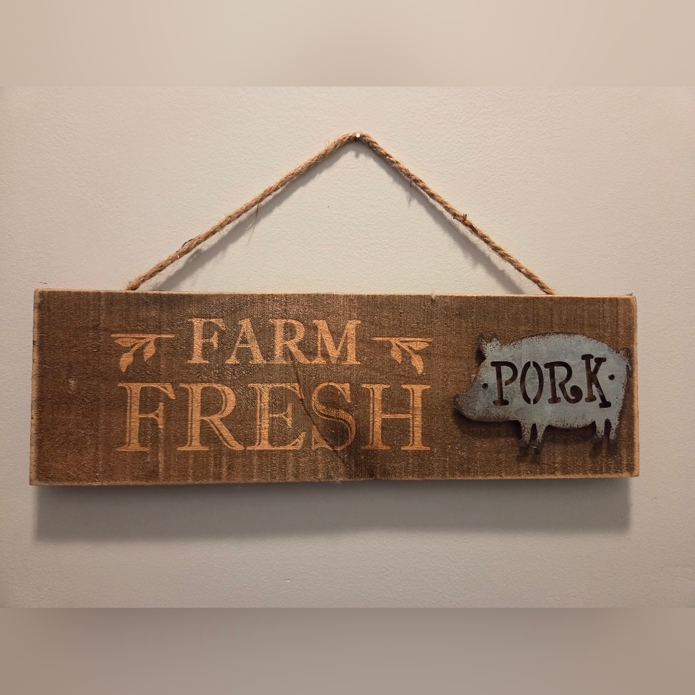 Farm Fresh Pork Rustic Wood Wall Sign - Brown